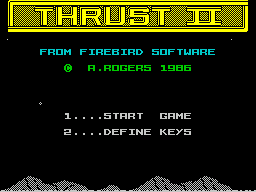 Thrust II (ZX Spectrum) screenshot: Main menu.