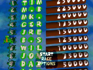 Frogger (PlayStation) screenshot: Main menu and high scores table