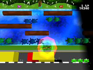 Frogger (PlayStation) screenshot: Frogger bitten by the snake.