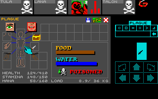 Dungeon Master: Chaos Strikes Back - Expansion Set #1 (Atari ST) screenshot: Plague's inventory