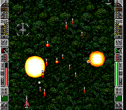 Strike Gunner S.T.G. (SNES) screenshot: Using the spray missiles
