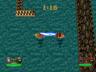 Shipwreckers! (PlayStation) screenshot: Discharging the electric weapon.