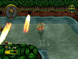 Shipwreckers! (PlayStation) screenshot: Fire obstacle