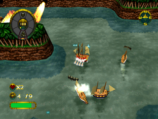 Shipwreckers! (PlayStation) screenshot: Three ships