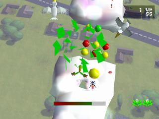 Frogger (PlayStation) screenshot: The balloon pops after a few seconds.