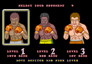 Heavyweight Champ (Arcade) screenshot: Select your opponent level