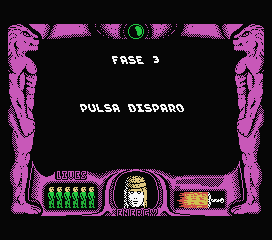 La Espada Sagrada (MSX) screenshot: Fase 3: Pulsa disparo (Phase 3: Press fire)