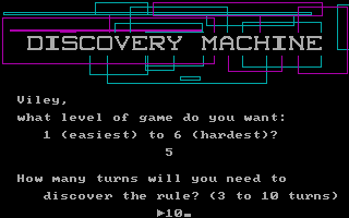 Arithmetic Games Set 2 (DOS) screenshot: Discovery Machine: player setup