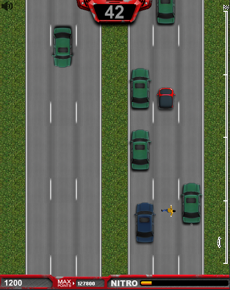 Freeway Fury (Browser) screenshot: Jumping into another vehicle