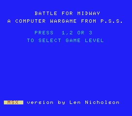 Battle for Midway (MSX) screenshot: Select your game level.