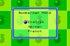 Bomberman Max 2: Red Advance (Game Boy Advance) screenshot: Language selection