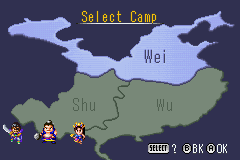 Dynasty Warriors Advance (Game Boy Advance) screenshot: Which camp to fight for?