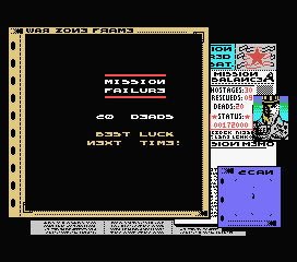 Soviet (MSX) screenshot: The mission failed. I lost 20 citizens.