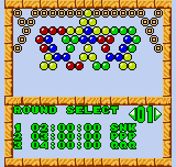 Bust-A-Move Pocket (Neo Geo Pocket Color) screenshot: Choosing the initial round (Puzzle Mode).