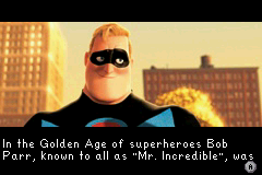 The Incredibles (Game Boy Advance) screenshot: The intro begins at the same point as the movie.