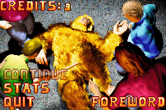 Urban Yeti! (Game Boy Advance) screenshot: Died one time too many