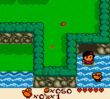 Quest for Camelot (Game Boy Color) screenshot: First quest: find 5 chickens. This chicken was in the ocean.