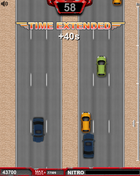 Freeway Fury (Browser) screenshot: Time extended