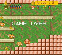 Spanky's Quest (SNES) screenshot: Game over