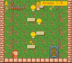 Spanky's Quest (SNES) screenshot: Platforms guarded by mean lemons