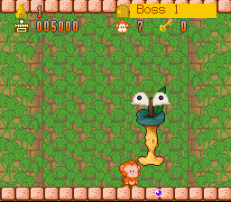 Spanky's Quest (SNES) screenshot: Something's eating this guy
