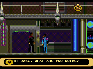 Star Trek: Deep Space Nine - Crossroads of Time (Genesis) screenshot: Talking to Jake