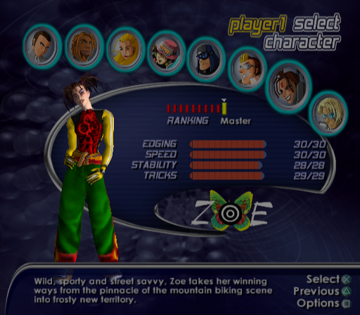 SSX (PlayStation 2) screenshot: Racer selection.