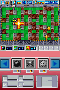 Bomberman (Nintendo DS) screenshot: Stage 1, and your bombs aren't all that powerful...
