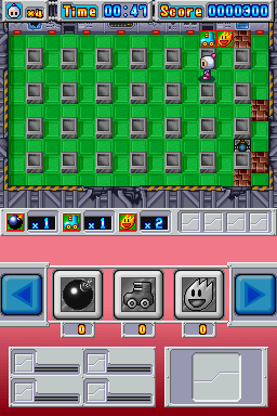 Bomberman (Nintendo DS) screenshot: ...but blow up enough blocks and you'll find some power ups that will help you out.