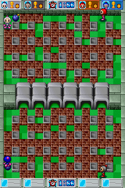 Bomberman (Nintendo DS) screenshot: Multiplayer uses two screens instead of just one.