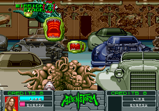 Alien Storm (Arcade) screenshot: Car shop