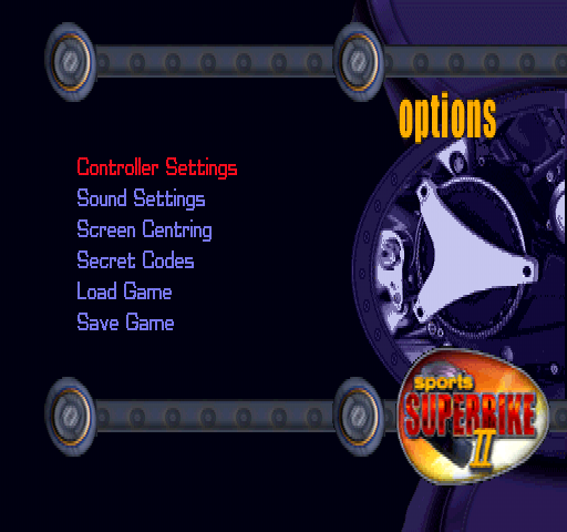 Sports Superbike 2 (PlayStation) screenshot: Options.