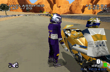 Sports Superbike 2 (PlayStation) screenshot: Are you fuc*ing crazy?!?