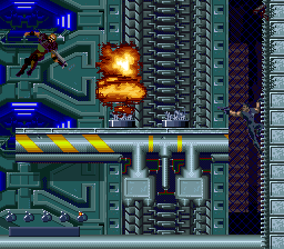 Demolition Man (SNES) screenshot: These would be those cancer-causing materials you always see in car park warning signs.