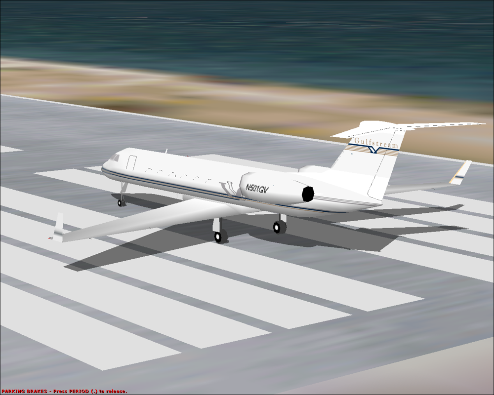 Apollo Collection 4: Business Jets (DOS) screenshot: Gulfstream V (FS2000) Also here the cabin windows have almost disappeared.