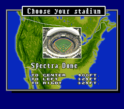 Super Bases Loaded 3: License to Steal (SNES) screenshot: Select a stadium