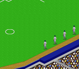Super Bases Loaded 3: License to Steal (SNES) screenshot: Standing for the national anthem