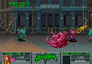 Alien Storm (Arcade) screenshot: Little trouble