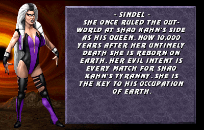 Mortal Kombat 3 (Arcade) screenshot: Presentation: Sindel