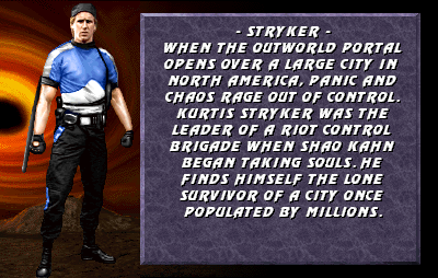 Mortal Kombat 3 (Arcade) screenshot: Presentation: Stryker