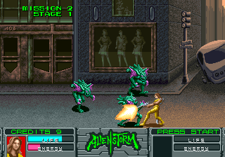 Alien Storm (Arcade) screenshot: They have sharp teeth