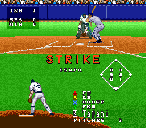 Super Bases Loaded 3: License to Steal (SNES) screenshot: Strike