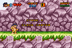 Prehistorik Man (Game Boy Advance) screenshot: Stage 3: Cloud Canyon