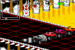 Rock n' Roll Racing (Game Boy Advance) screenshot: Starting line on race 1