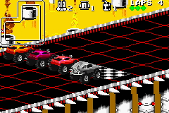 Rock n' Roll Racing (Game Boy Advance) screenshot: The starting line of race 2