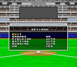 Super Bases Loaded 3: License to Steal (SNES) screenshot: Options before the game starts