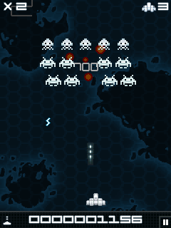 Space Invaders Evolution (J2ME) screenshot: First wave of very basic invaders