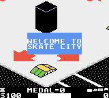 720º (Game Boy Color) screenshot: Welcome to Skate City