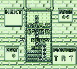 Pac-Attack (Game Boy) screenshot: Game over. Retry or end?