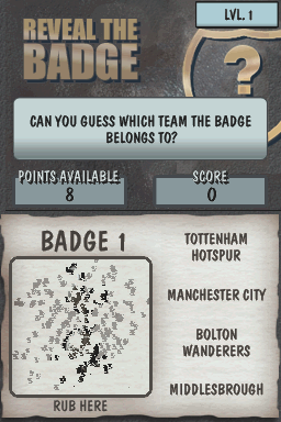 Football Academy (Nintendo DS) screenshot: Rub the screen to reveal the badge - can you see which team this is?